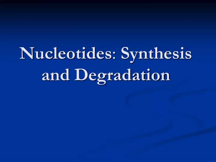 nucleotides synthesis and degradation