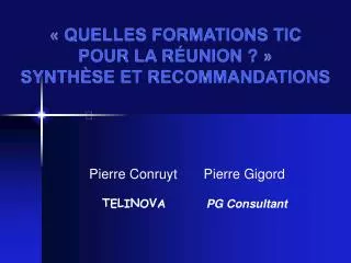 quelles formations tic pour la r union synth se et recommandations