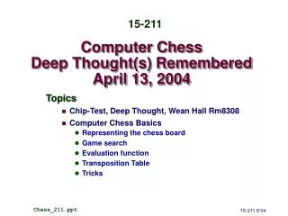 Computer Chess Deep Thought(s) Remembered April 13, 2004