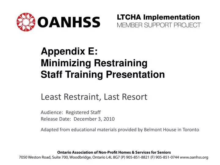 appendix e minimizing restraining staff training presentation