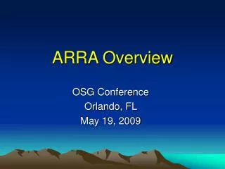 ARRA Overview