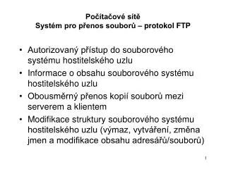 po ta ov s t syst m pro p enos soubor protokol ftp