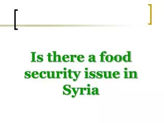 Is there a food security issue in Syria