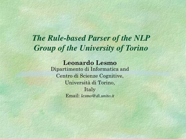 the rule based parser of the nlp group of the university of torino