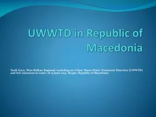 UWWTD in Republic of Macedonia