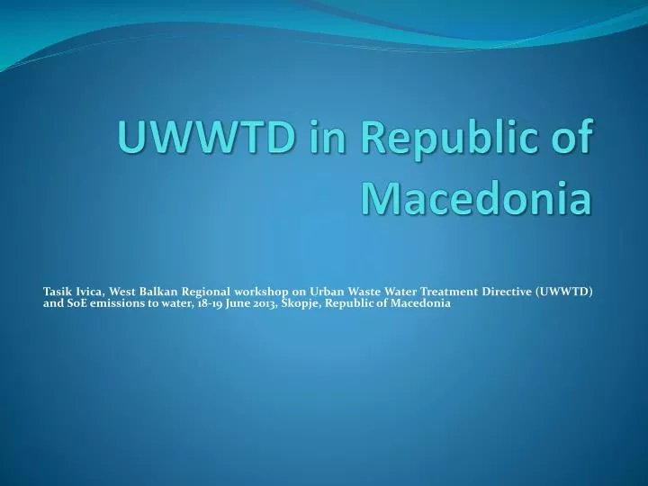 uwwtd in republic of macedonia