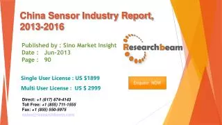 China Sensor Market Size, Share, Industry, Study 2013-2016