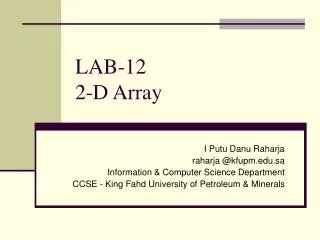 LAB-12 2-D Array