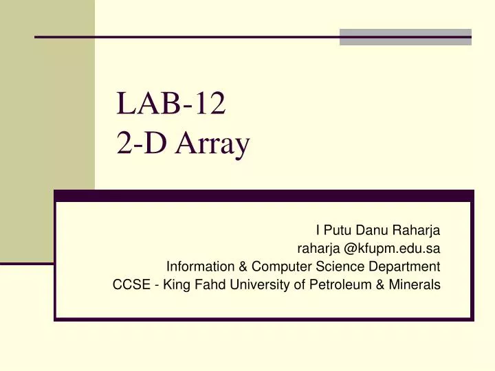 lab 12 2 d array