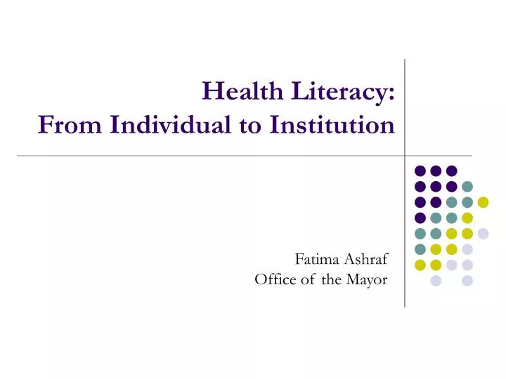 health literacy from individual to institution