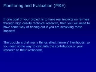 Monitoring and Evaluation (M&amp;E)
