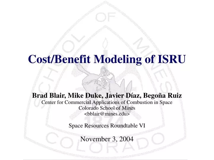 cost benefit modeling of isru