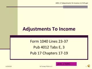 Adjustments To Income