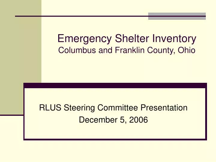 emergency shelter inventory columbus and franklin county ohio