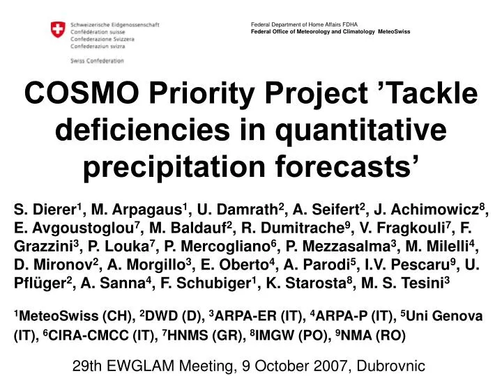 cosmo priority project tackle deficiencies in quantitative precipitation forecasts