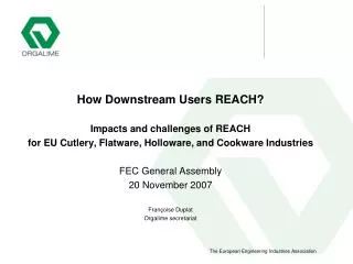 How Downstream Users REACH? Impacts and challenges of REACH