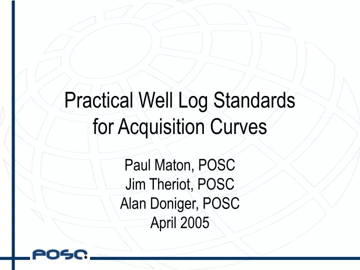 practical well log standards for acquisition curves