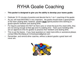 RYHA Goalie Coaching