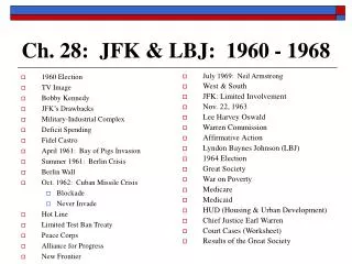 Ch. 28: JFK &amp; LBJ: 1960 - 1968