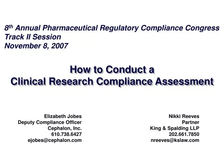 how to conduct a clinical research compliance assessment