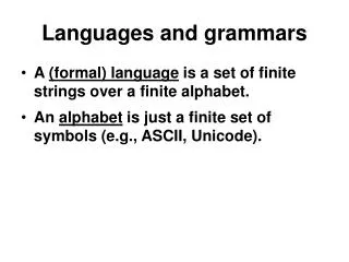 Languages and grammars
