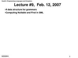 Lecture #9, Feb. 12, 2007