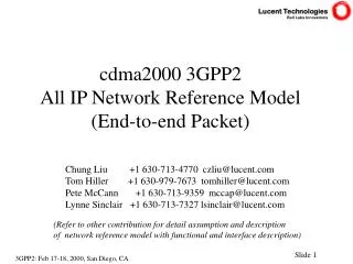 cdma2000 3GPP2 All IP Network Reference Model (End-to-end Packet)