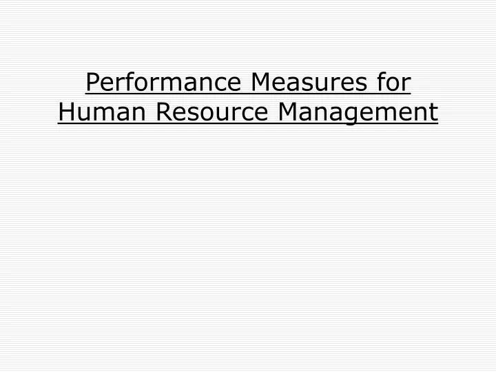 performance measures for human resource management