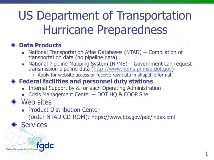 us department of transportation hurricane preparedness