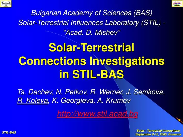 solar terrestrial connections investigations in stil bas