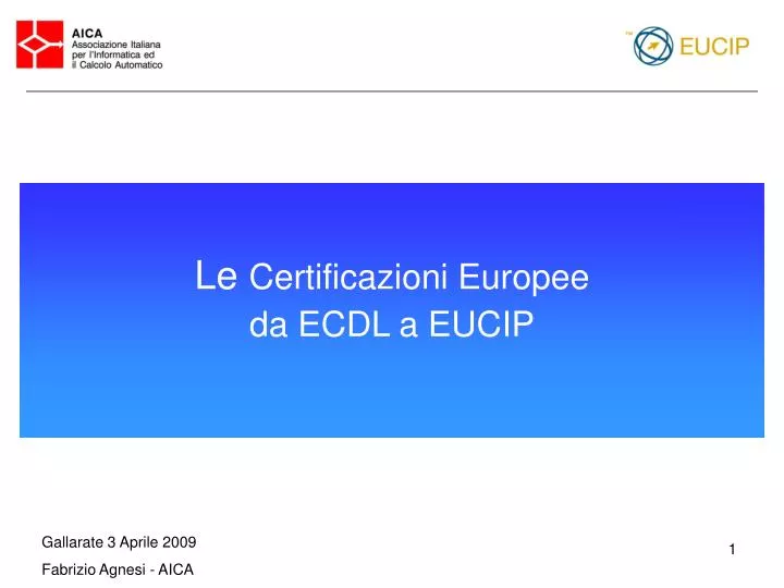 le certificazioni europee da ecdl a eucip