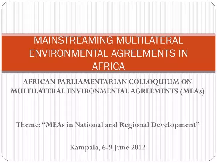 mainstreaming multilateral environmental agreements in africa