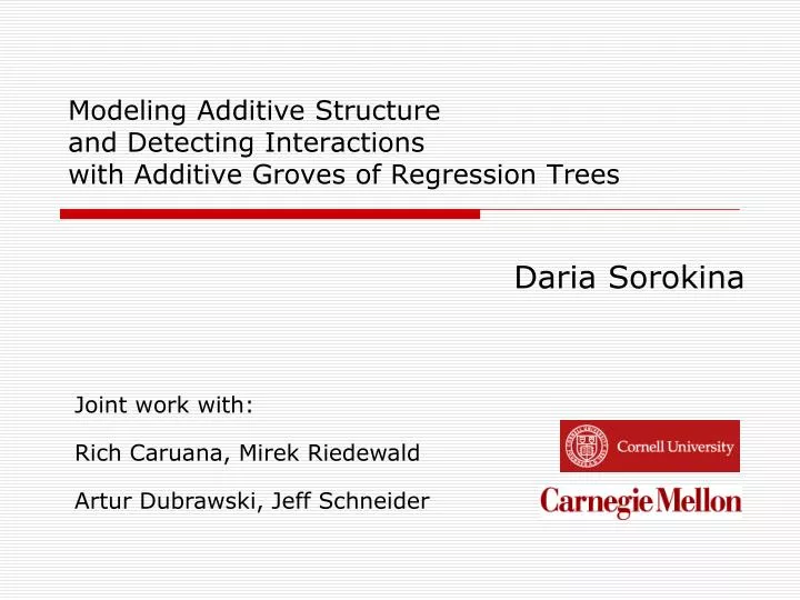 modeling additive structure and detecting interactions with additive groves of regression trees