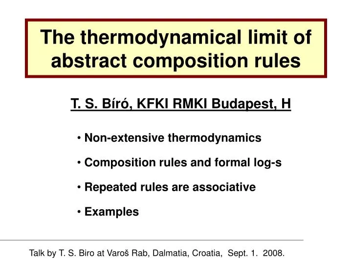 the thermodynamical limit of abstract composition rules
