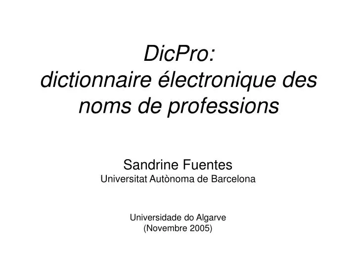 dicpro dictionnaire lectronique des noms de professions