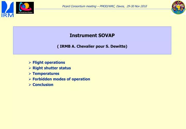 flight operations right shutter status temperatures forbidden modes of operation conclusion