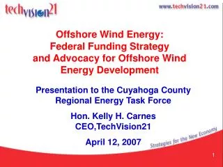 Offshore Wind Energy: Federal Funding Strategy and Advocacy for Offshore Wind Energy Development