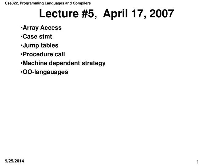 lecture 5 april 17 2007
