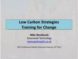Low Carbon Strategies Training for Change