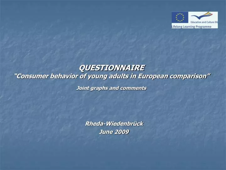 questionnaire consumer behavior of young adults in european comparison joint graphs and comments
