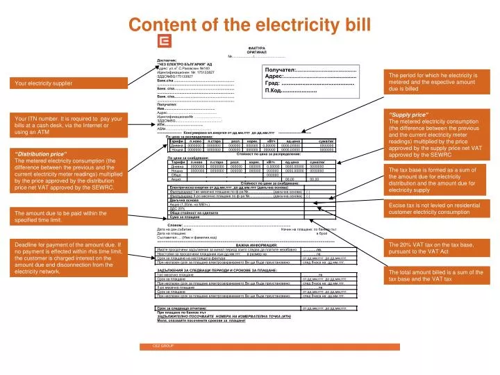 content of the electricity bill