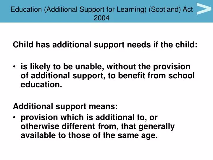 education additional support for learning scotland act 2004