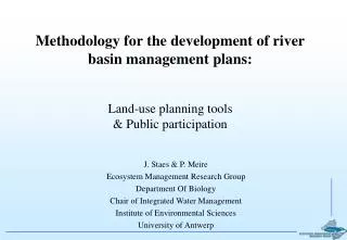 Methodology for the development of river basin management plans: