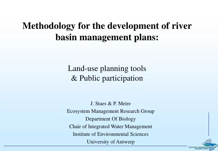 methodology for the development of river basin management plans