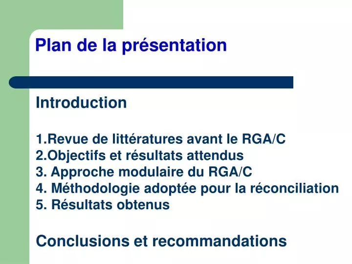 plan de la pr sentation