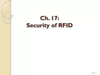 Ch. 17: Security of RFID