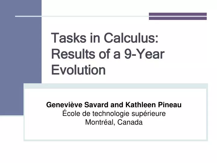 tasks in calculus results of a 9 year evolution
