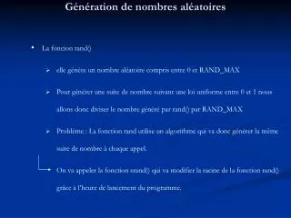 g n ration de nombres al atoires