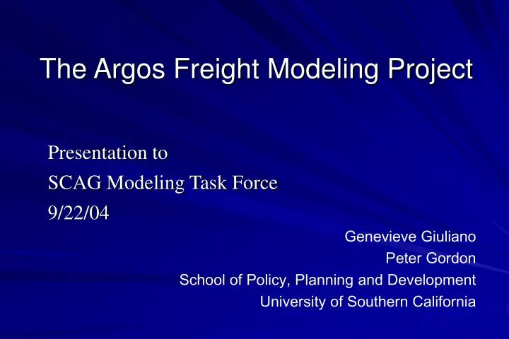 the argos freight modeling project