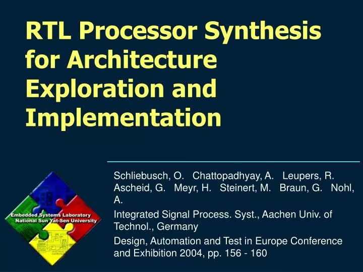 rtl processor synthesis for architecture exploration and implementation